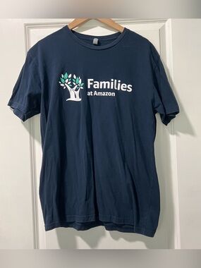 Amazon Unisex Short Sleeve “Families at Amazon” Size Large Navy Employee T-shirt